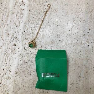 EFFY Bells Handbag Charm Collection Gold Tone Bell on Chain with Green Crystal